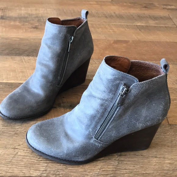 Lucky Brand Shoes - Lucky brand gray leather wedge boots Sz 9.5